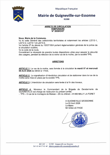 Arrêté temporaire de circulation